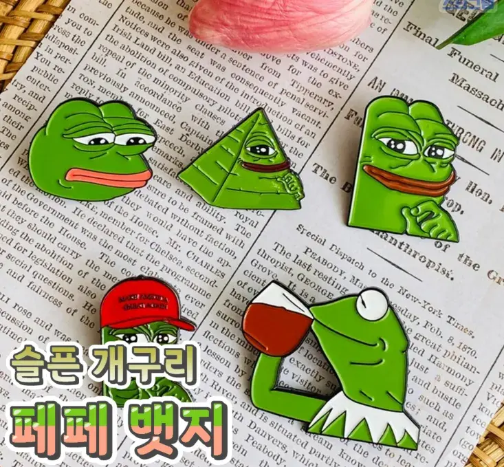 슬픈 개구리로 유명한  페페 뱃지🌸
