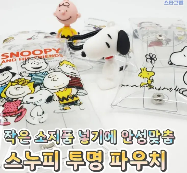 작은템 넣는 스누피 투명 파우치💙