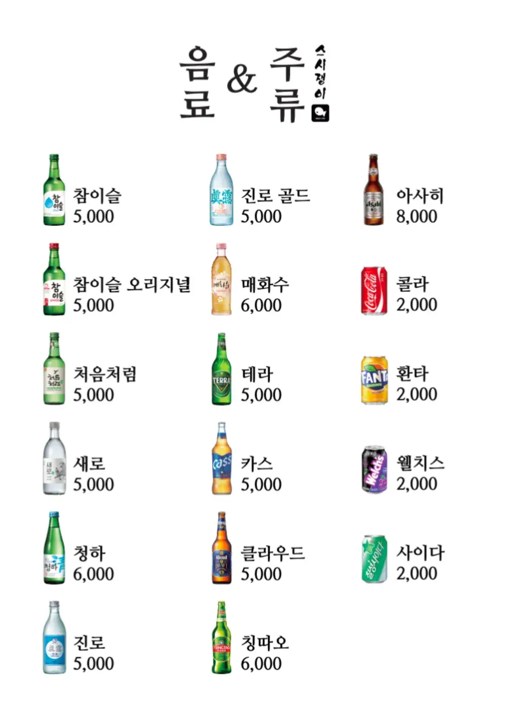주류,음료수 종류