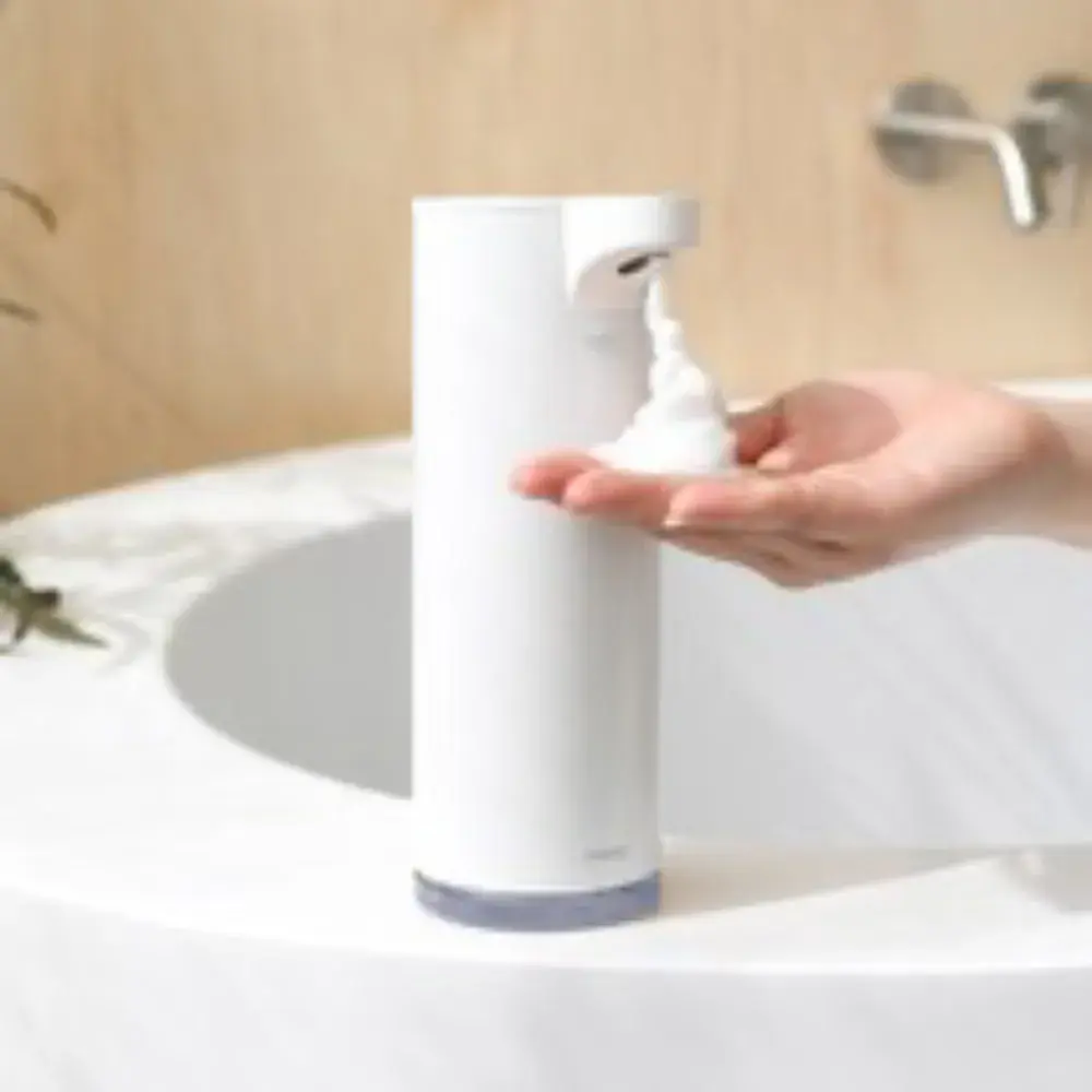 무아스 퓨어앤클린 소프트버블 메탈 자동 손세정기, 화이트