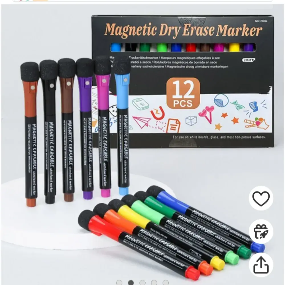 얇은 12색 화이트보드 마커