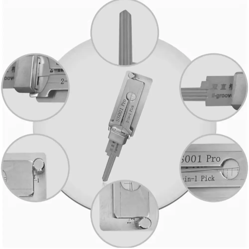 1239 Koonk 2-in-1 키 디코더 가정용 만능 열쇠 SS001 휴대용 도어락 만능 자물쇠 열쇠 따기 여행용 방문 잠금장치 자동차 유지 보수 핸드 측정 도구 O-링 픽업, 정품SS001PRO, 1개