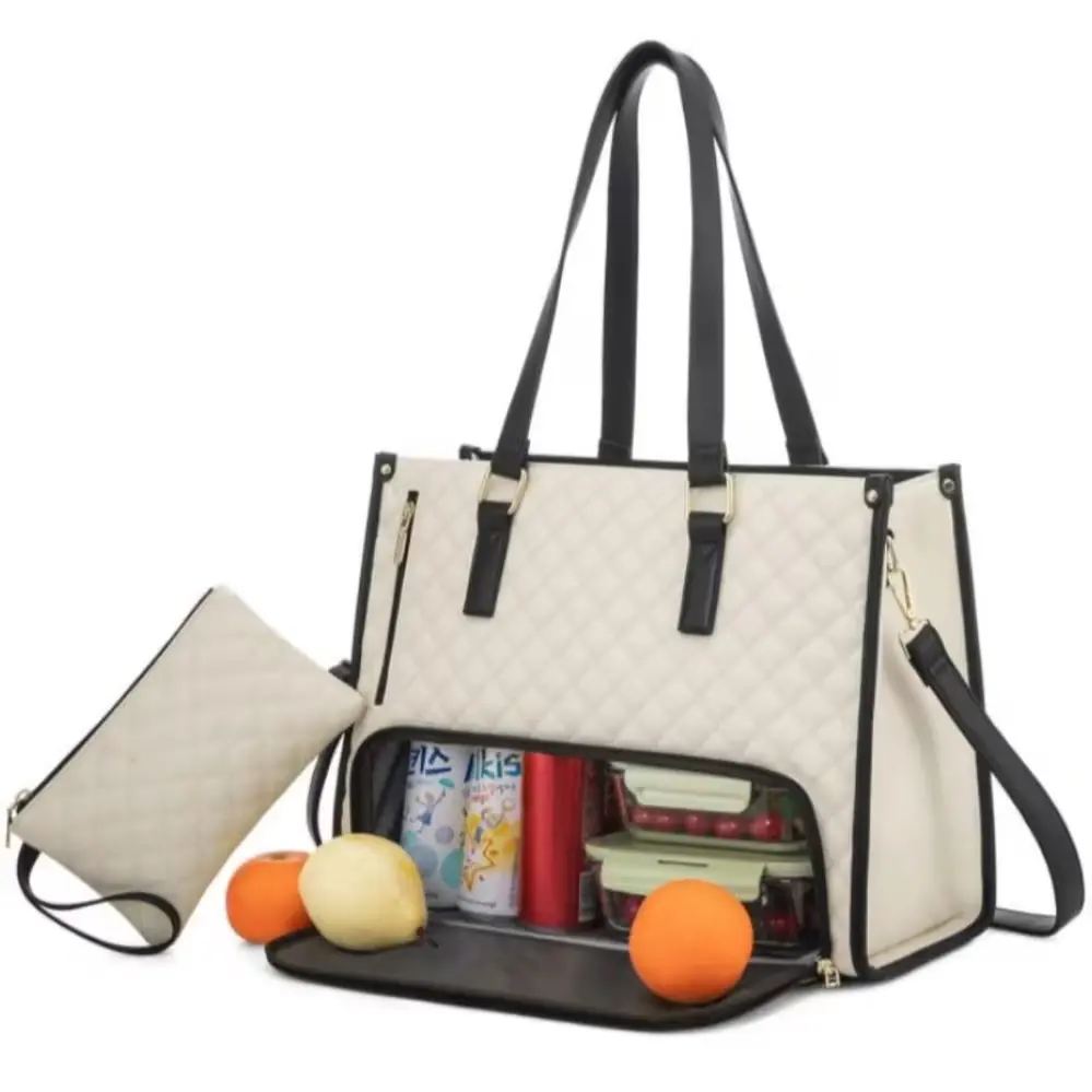 1241 신상품 투인원 런치백 콤비백 토트백 여성 런치박스 보온 가방 여자 크로스백 컴퓨터 가방 피크닉 가방