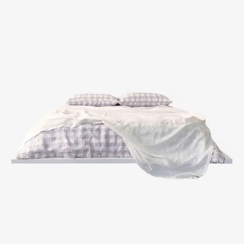 분홍색 체크 침구