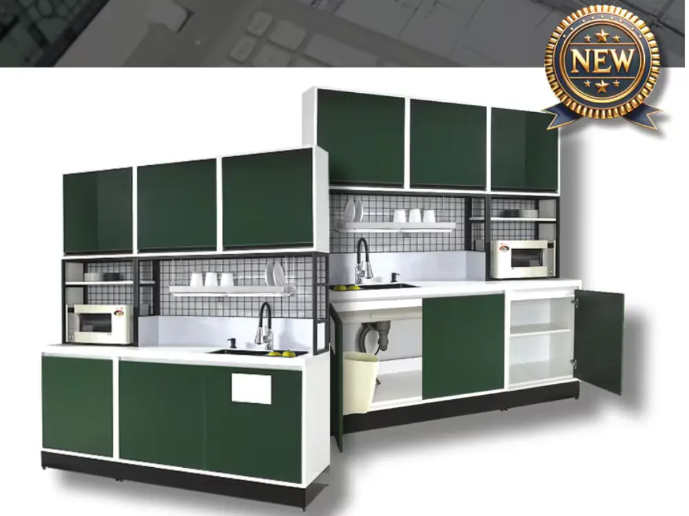 [46]_싱크대 조리대 중간장 상부장 도어형 1500