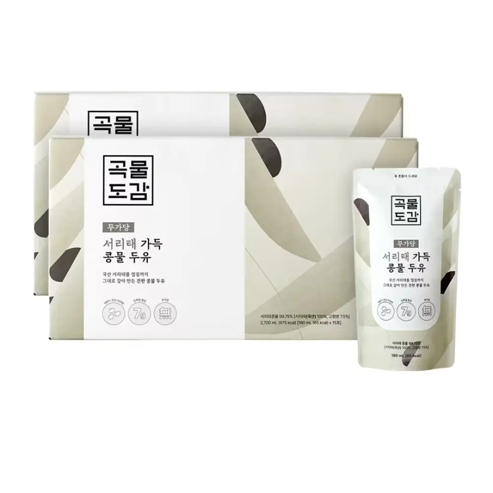 1490 곡물도감 국산 무가당 서리태 가득 콩물두유, 180ml, 30개
