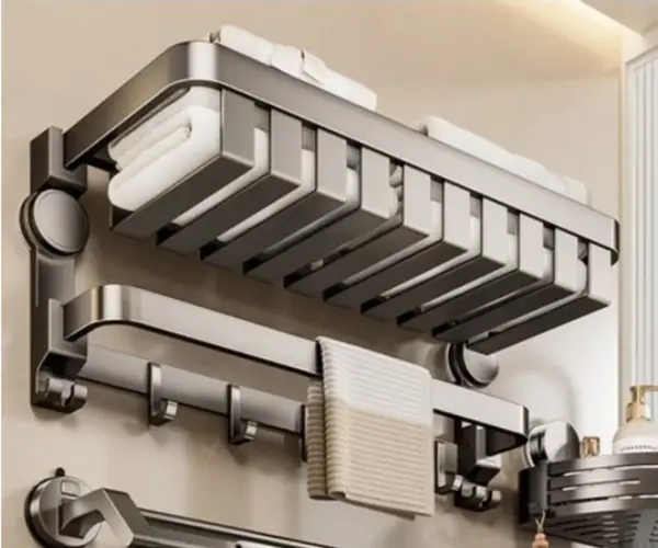 [049]무타공 흡착식 수건걸이(바구니형)