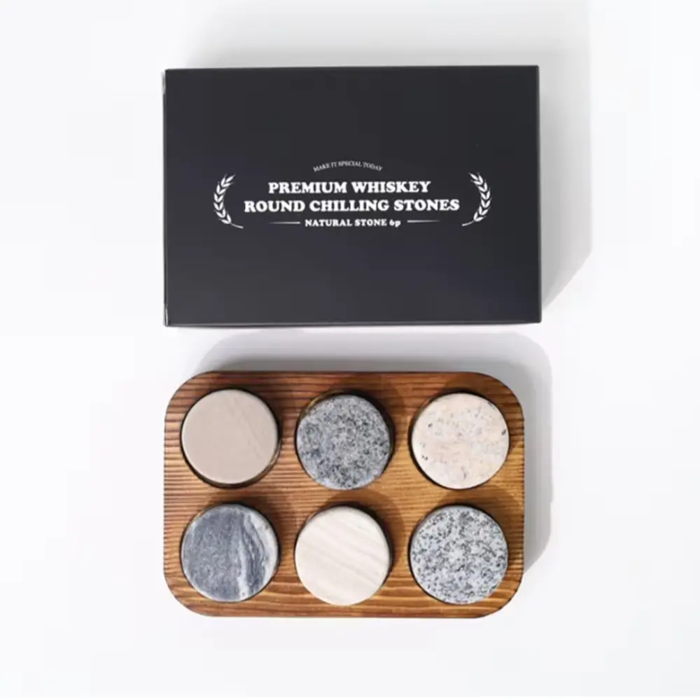 1520 글랜디 라운드 위스키 칠링 스톤 6p 세트