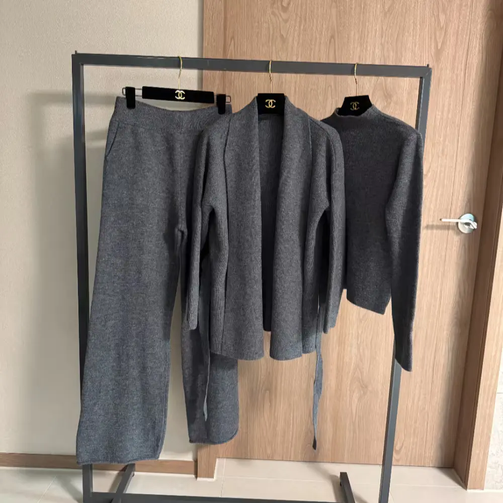 4pc 가디건 니트 바지 벨트