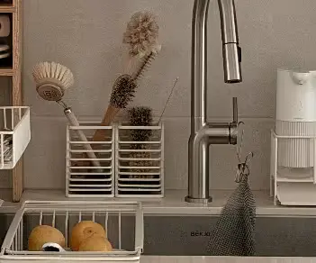 화이트 스텐 수저통(중)