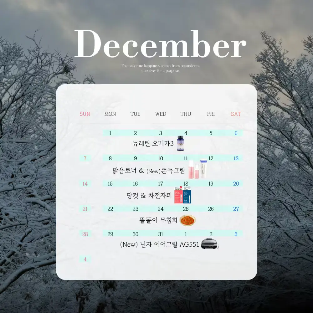 12월 미쁘다맑음 공구일정📆