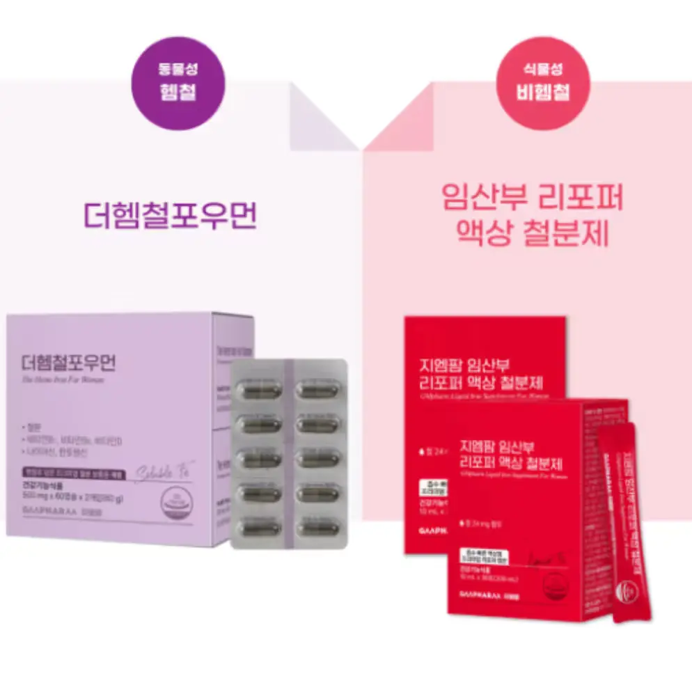 지엔팜 철분제 (~23일)
'헴철(더헴철포우먼) / 비헴철(리포퍼 액상)'