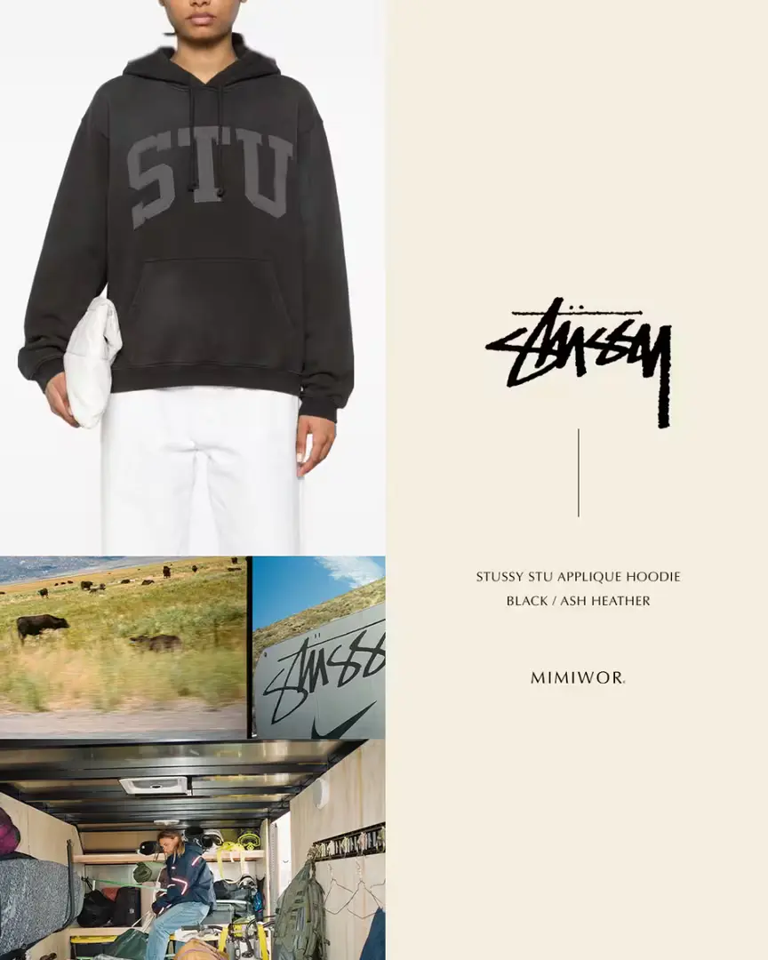 Stussy Stu Applique Hoodie 스투시 아플리케 기모 후드