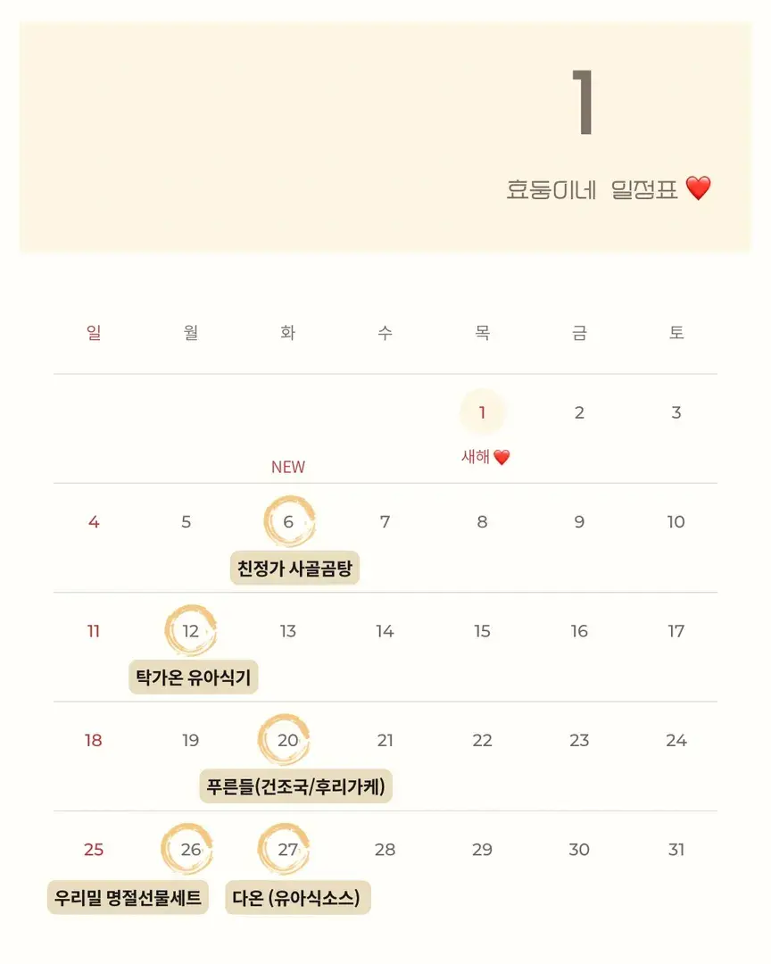 🤍1월일정표🤍