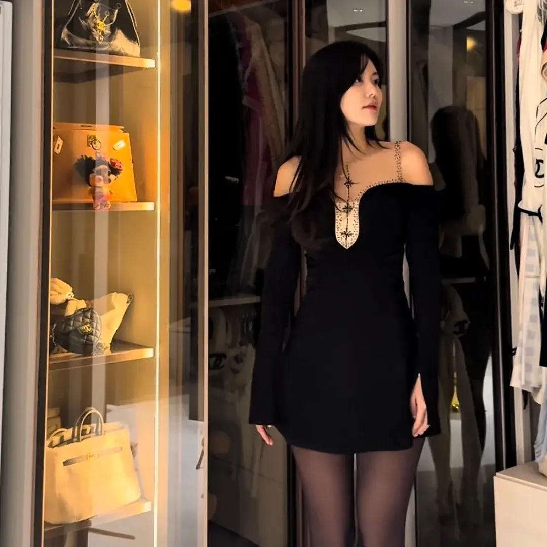 어깨 시스루 미니원피스 오픈(프리오더)