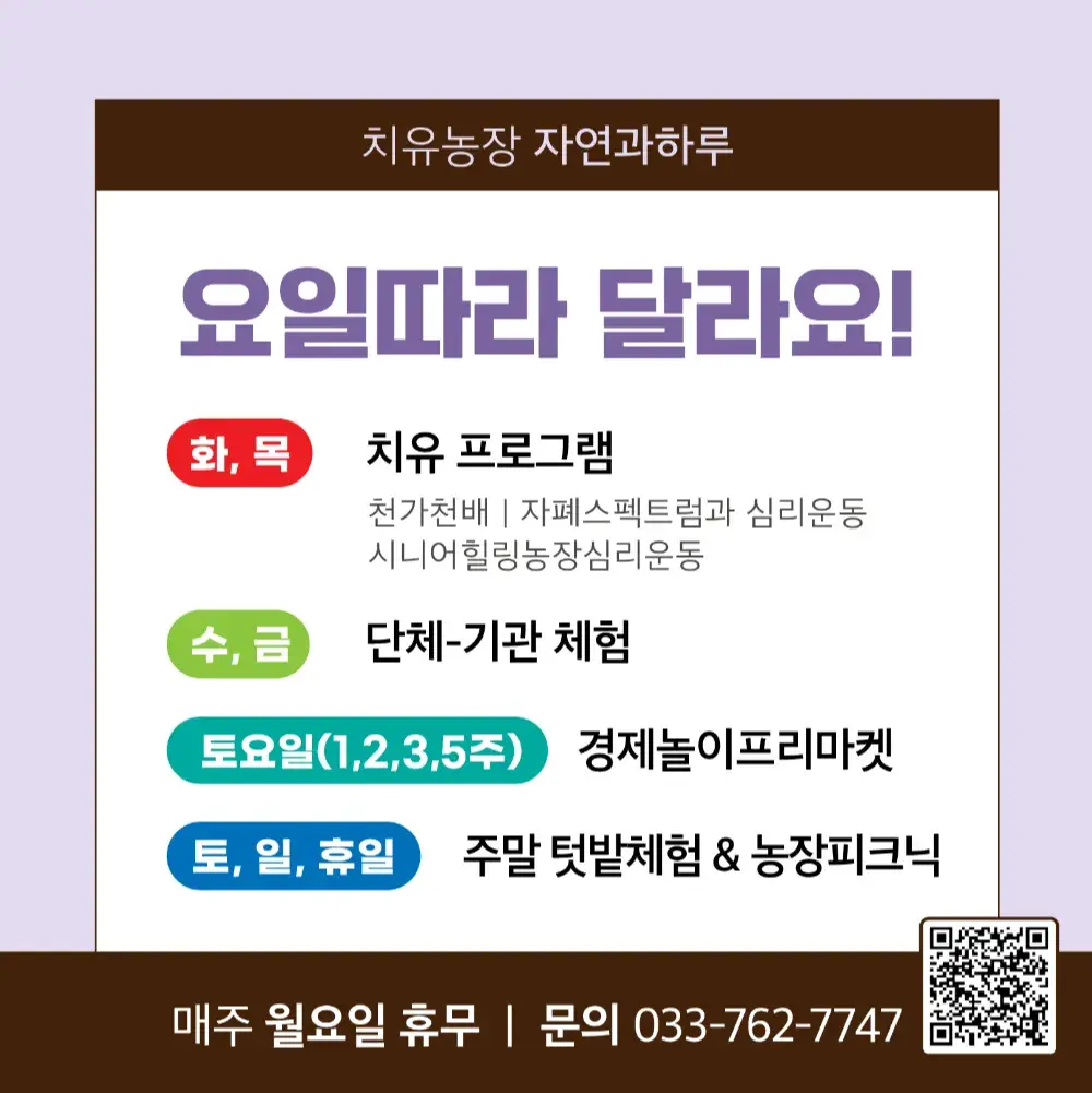 자연과 하루 치유농장  프로그램 안내
