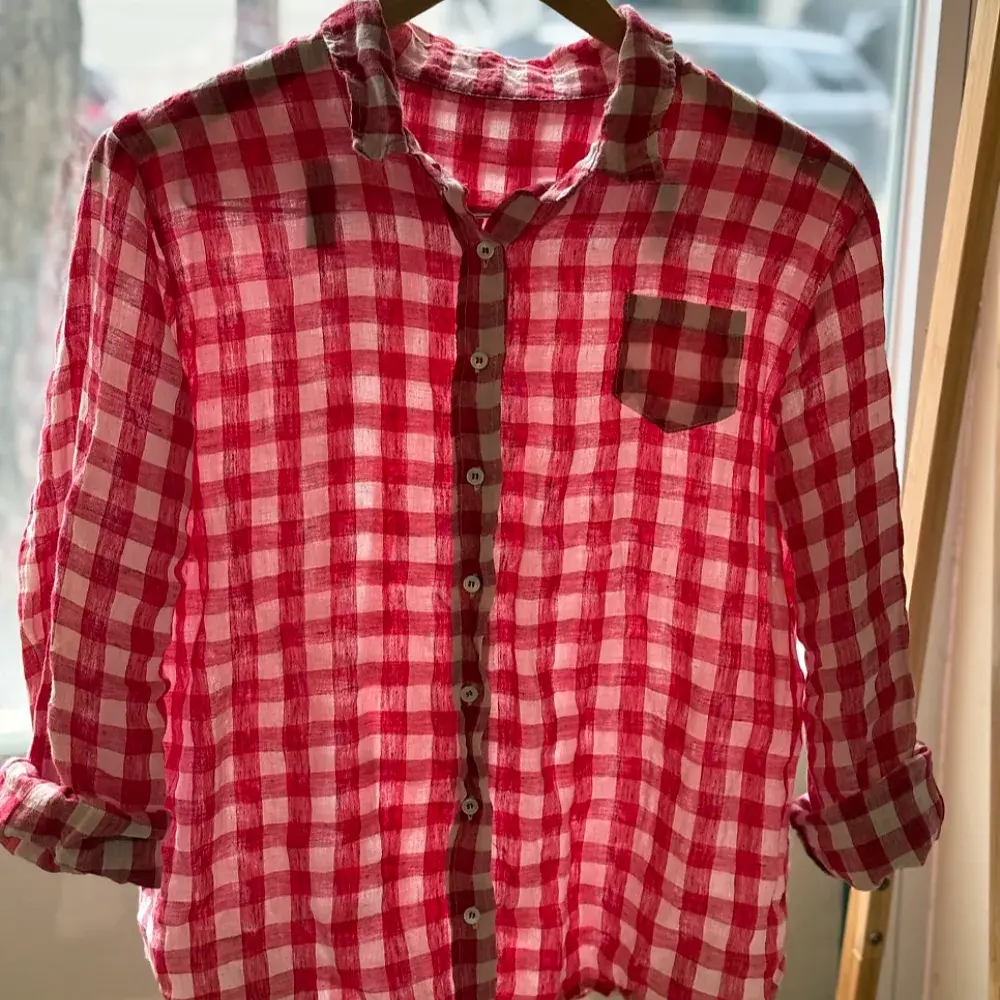 레드 킹엄 블라우스