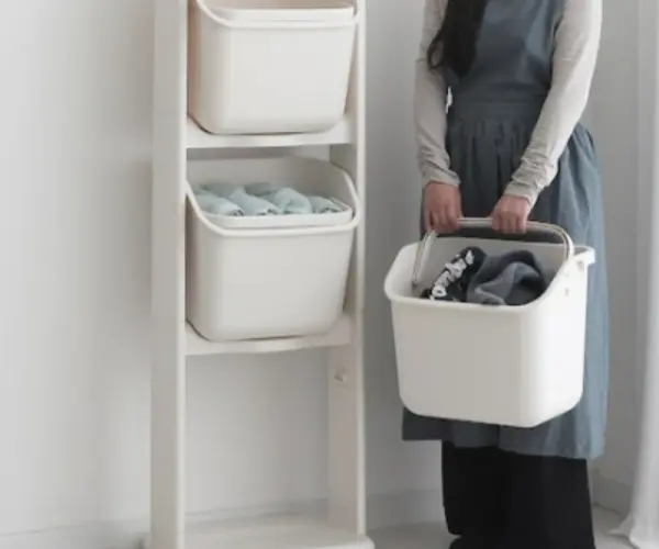 올리빙  도트 3단 빨래바구니 건조대