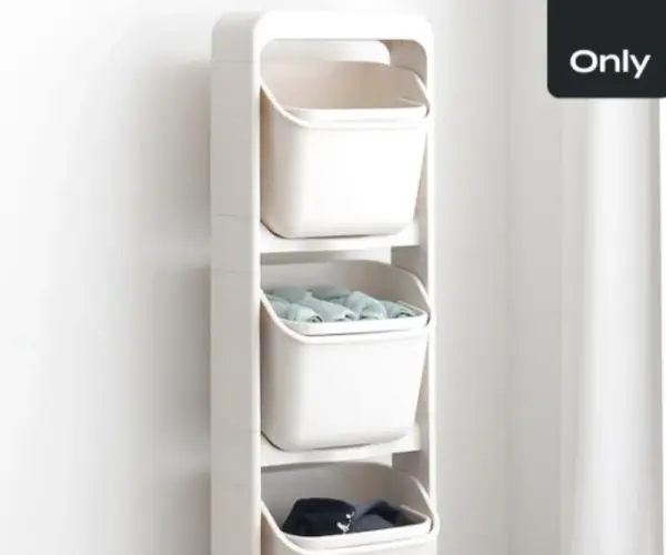 올리빙 도트 3단 빨래바구니 건조대