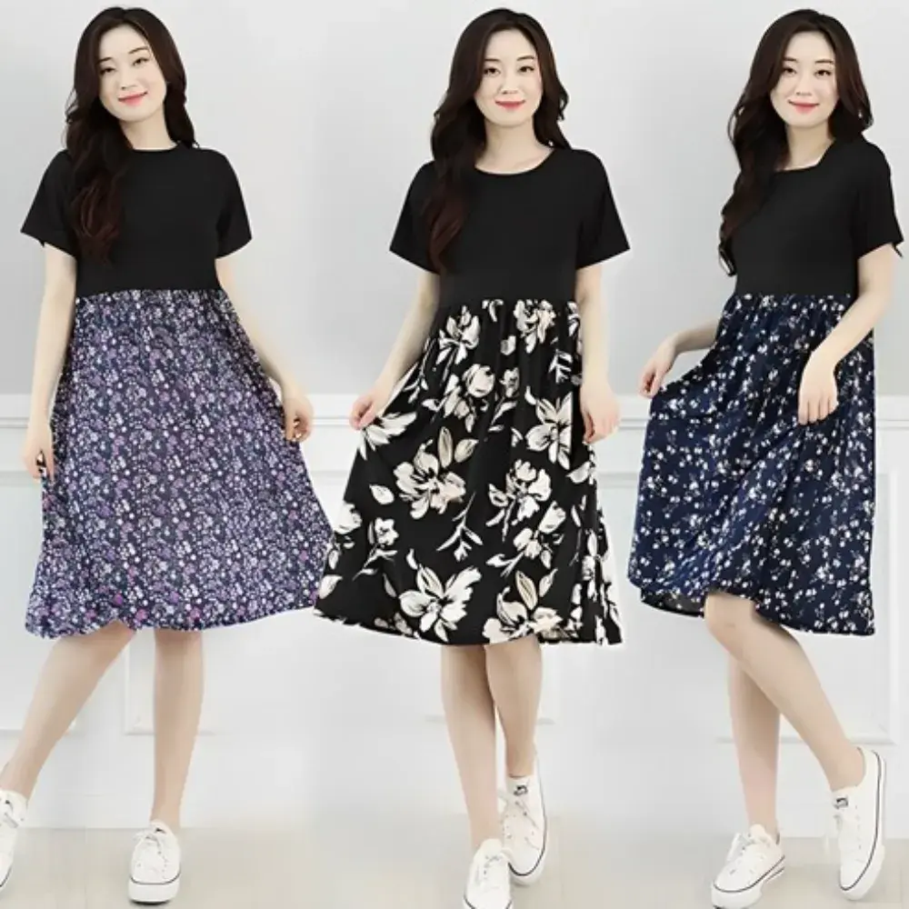 [3번] [오지다] 냉장고 쿨 아이스 고급 반팔 배색 원피스 5종