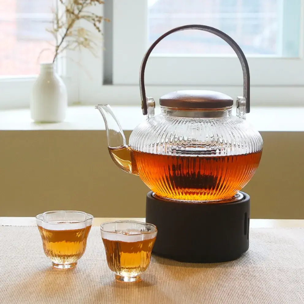 085 벨르디자인 우드 유리 티포트