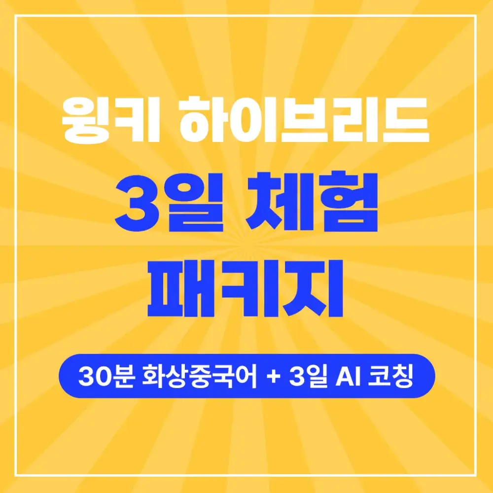 화상중국어 30분 1회 + AI 코칭 3일 체험권