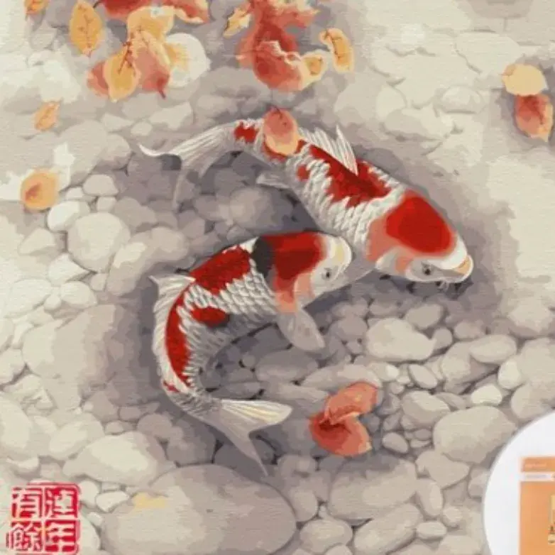 부부운 재물운 상승 잉어 두마리 그림 액자