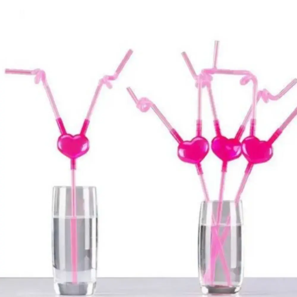 065 2인용 특이한 하트 커플 빨대 파티용품 하트빨대