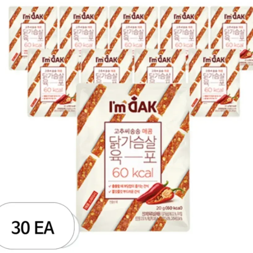 185 아임닭 고추씨 송송 매콤 닭가슴살 육포, 20g, 30개