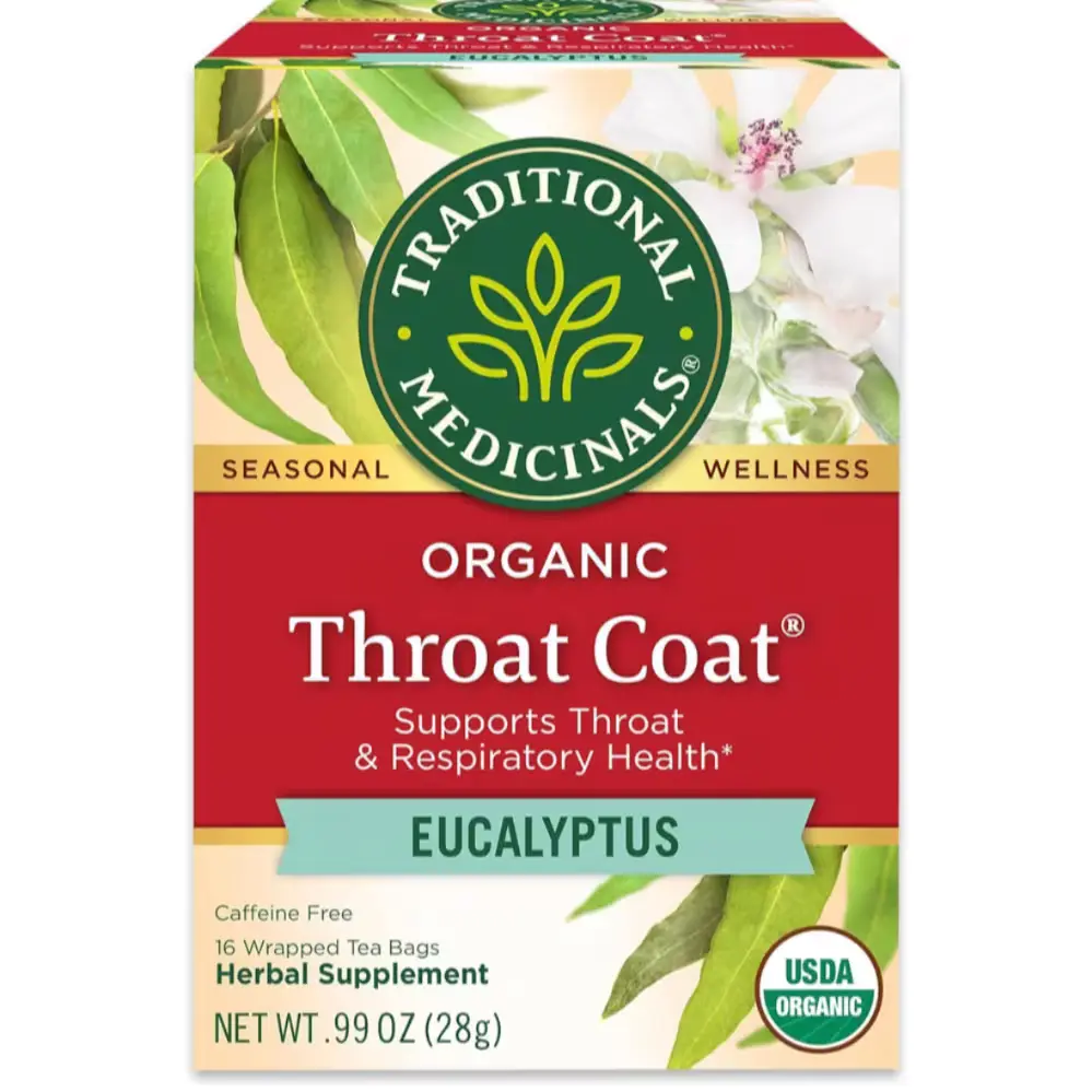 421 Organic Throat Coat Eucalyptus 전통 약초차 유기 인후 코트 유칼립투스 인후 및 호흡 지원 티백