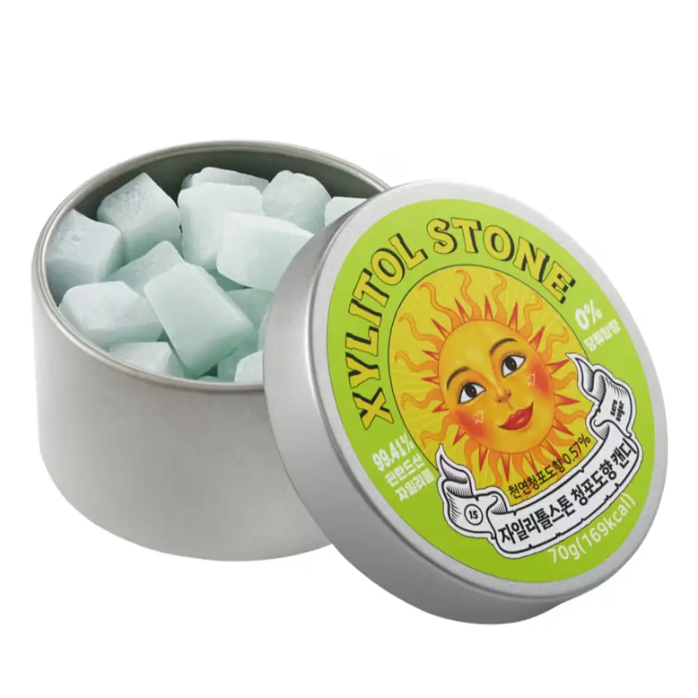 488 자일리톨스톤 무설탕 청포도맛 사탕 입냄새 제거 청포도맛 캔디 틴케이스