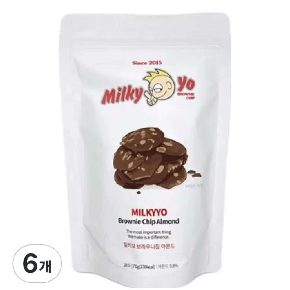 560 밀키요 브라우니칩 아몬드, 70g, 6개
