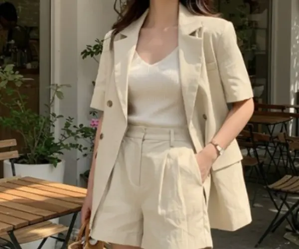 [001] 린넨 셋업 자켓 숏팬츠