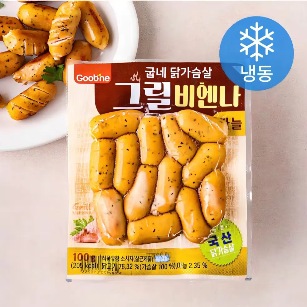 910 굽네 닭가슴살 그릴 비엔나 마늘 (냉동), 100g, 1개