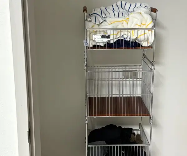 (우드감성 빨래바구니) 철제 이동식 바스켓 2-3단