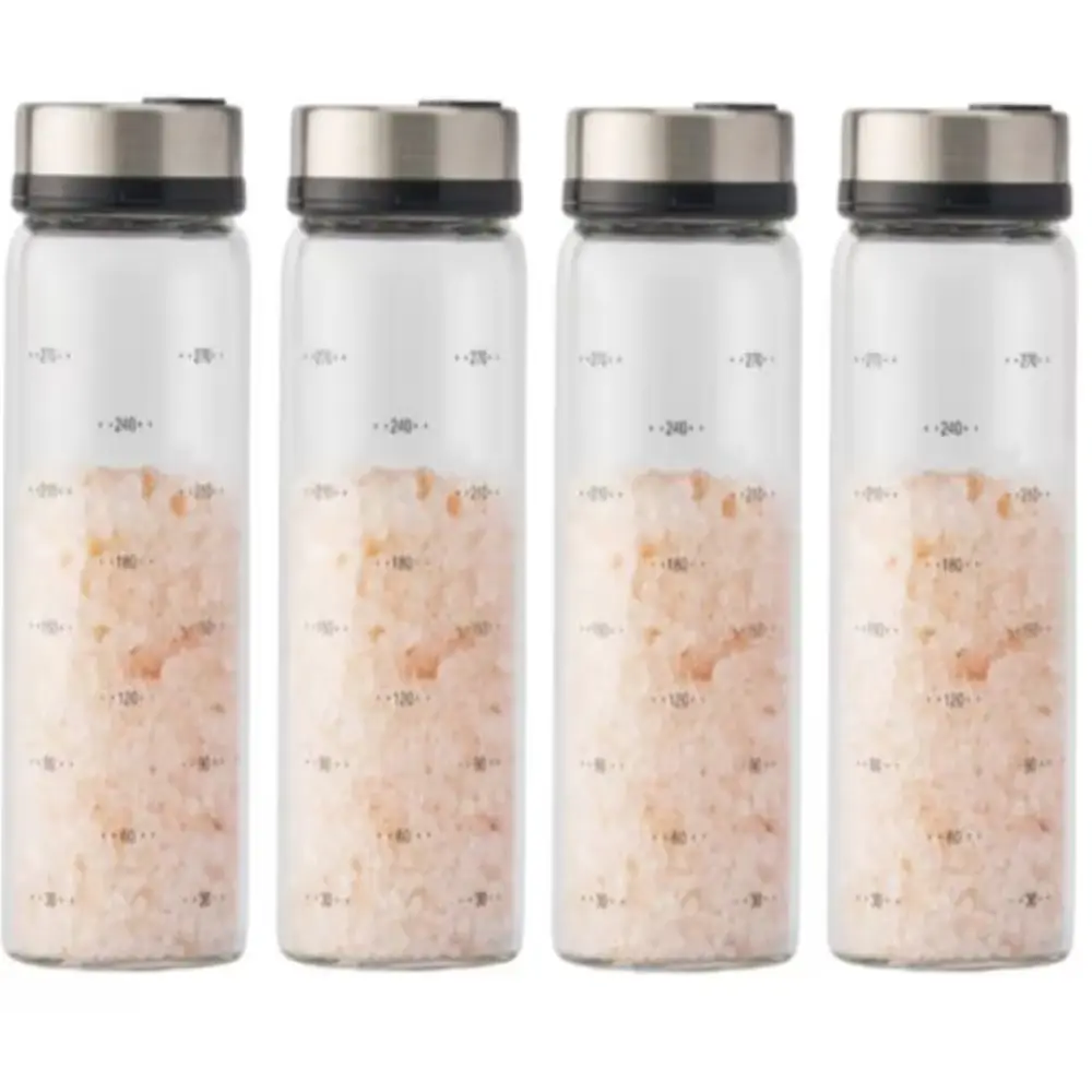 일상쏙 3구 유리 양념통 세트 밀폐 조미료통 양념병 소금통, 300ml, 4개