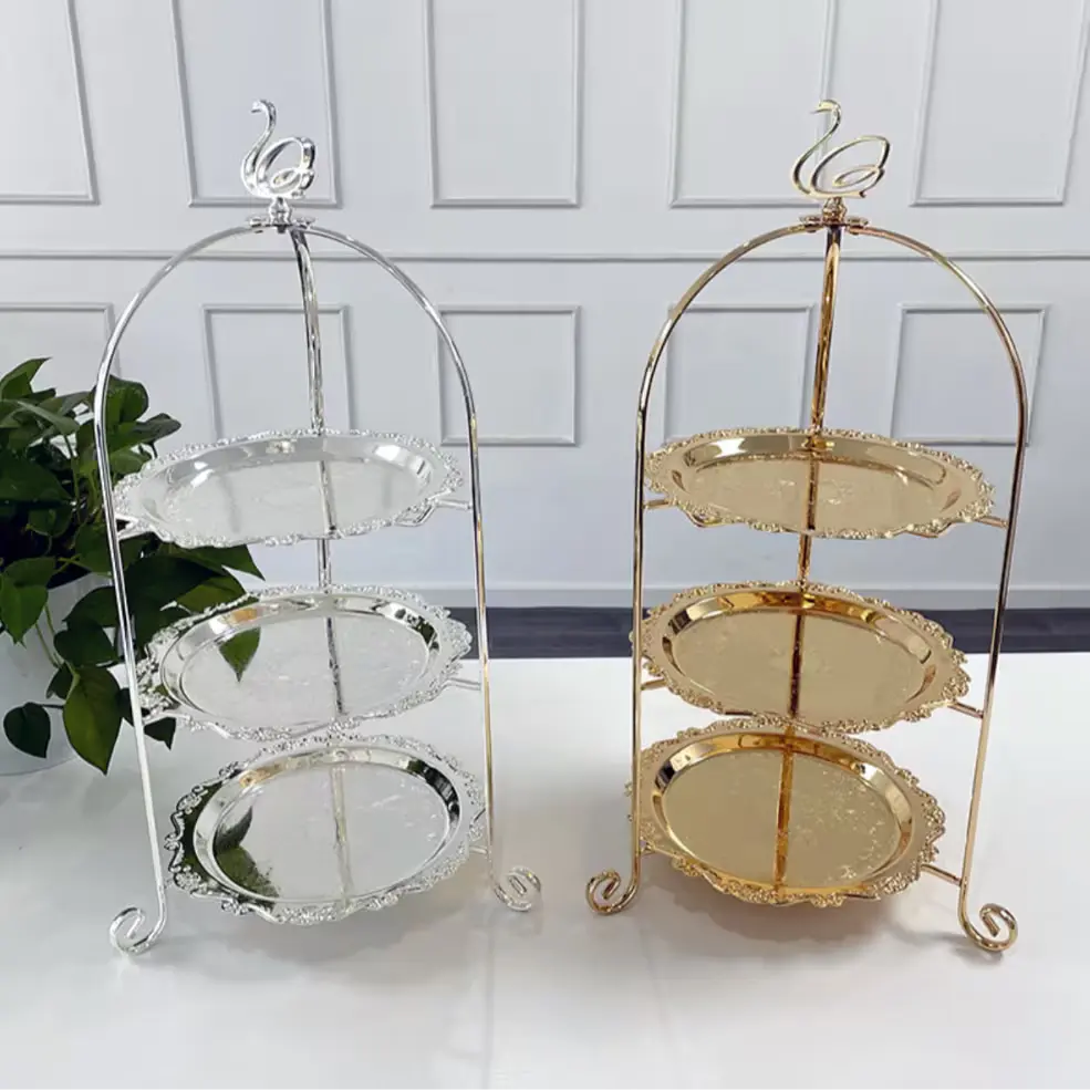 1095 플레이팅접시 케이크스탠드 3단 접이식 트레이