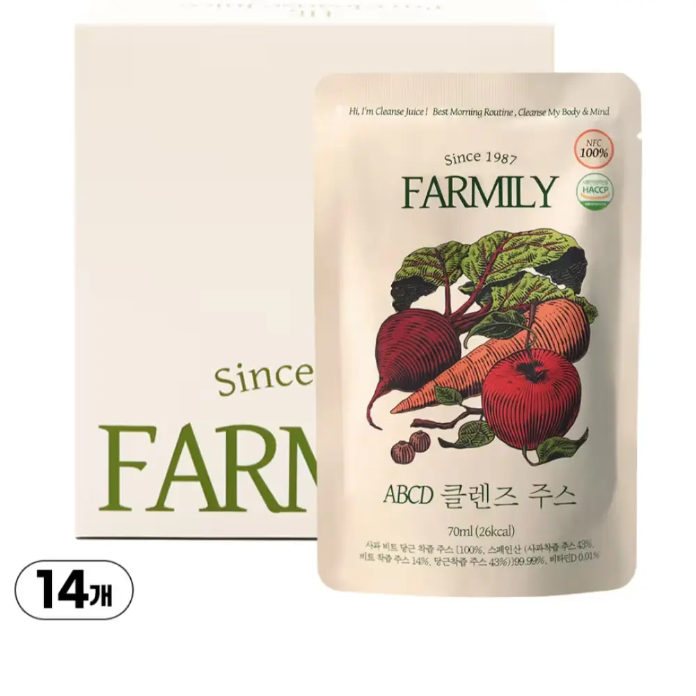 782 팜밀리1987 ABCD 클렌즈 주스, 70ml, 14개