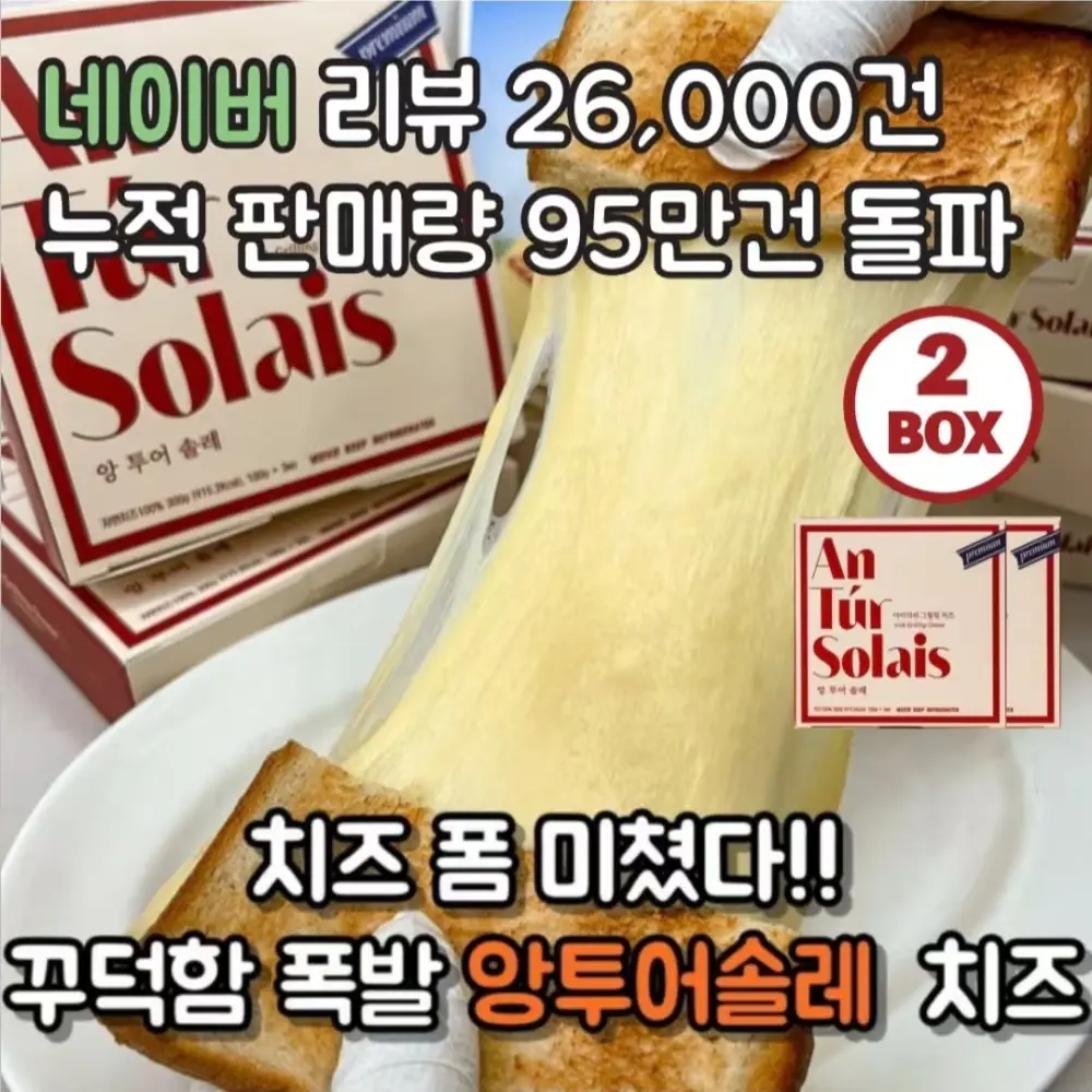 809 [본사발송] 앙투어솔레 아일랜드 100% 자연치즈 구워먹는 치즈 300g(100g x 3팩), 300g, 2개