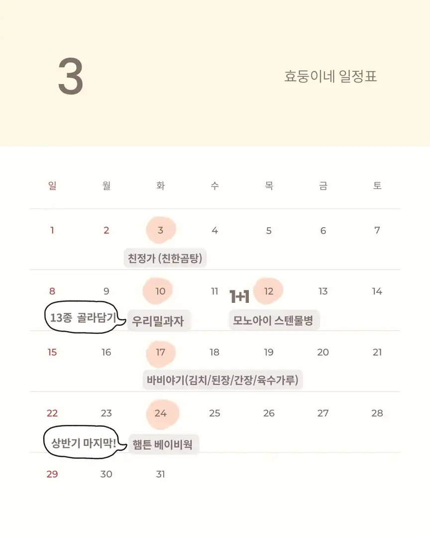 🤍3월 일정표🤍