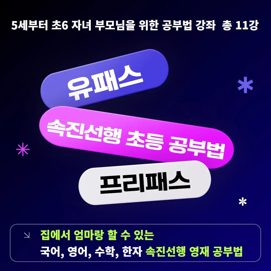 [속진선행 초등 공부법] 국,영,수,한자 프리패스