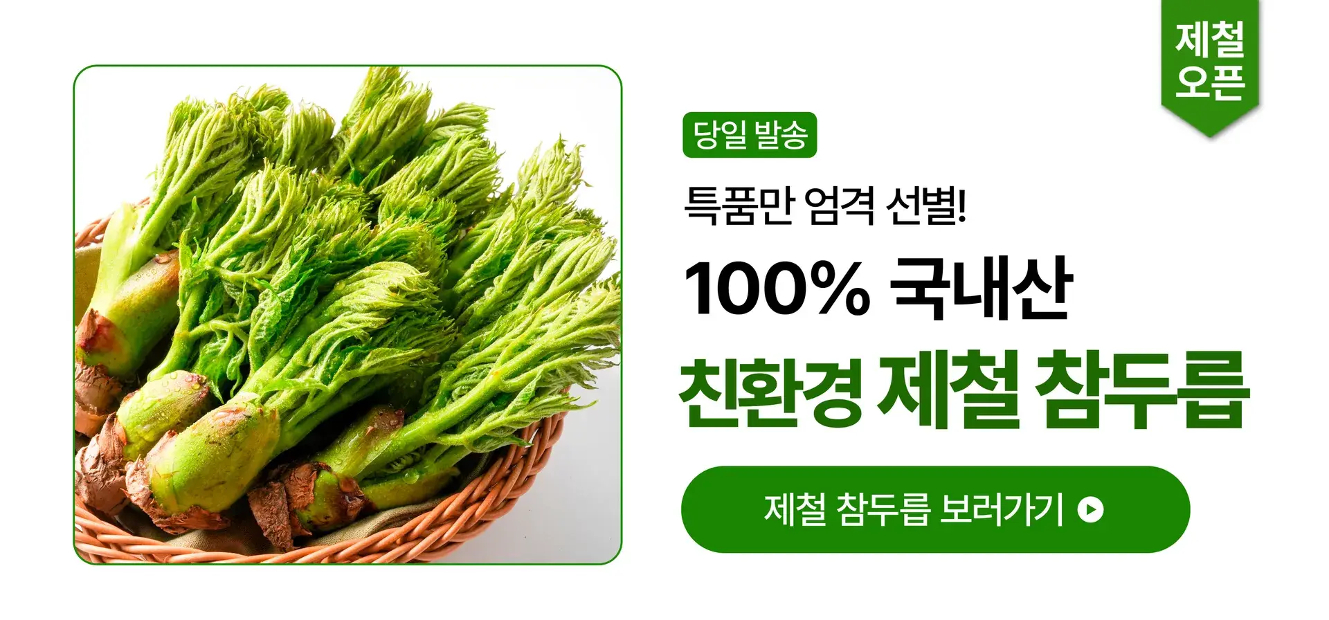 100% 국내산! 친환경 참두릅 옆순💚