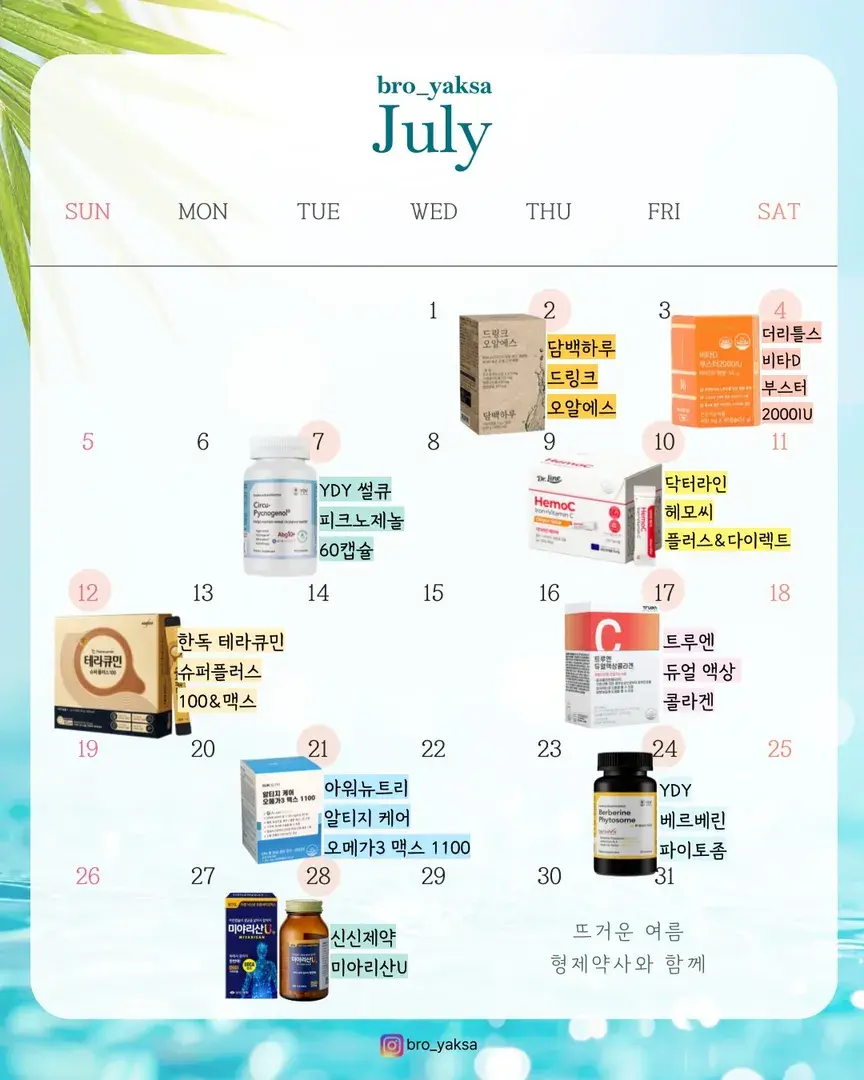 형제약사와 함께하는 7월 일정