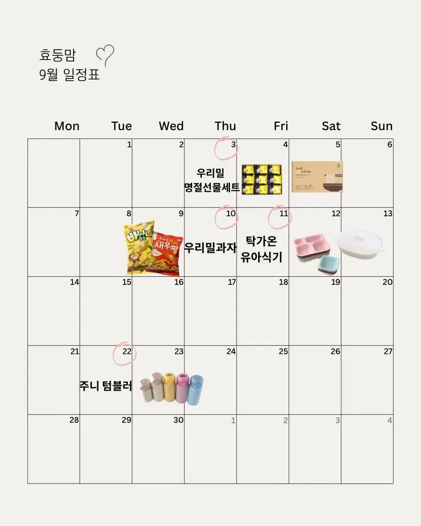 🤍9월 일정표🤍