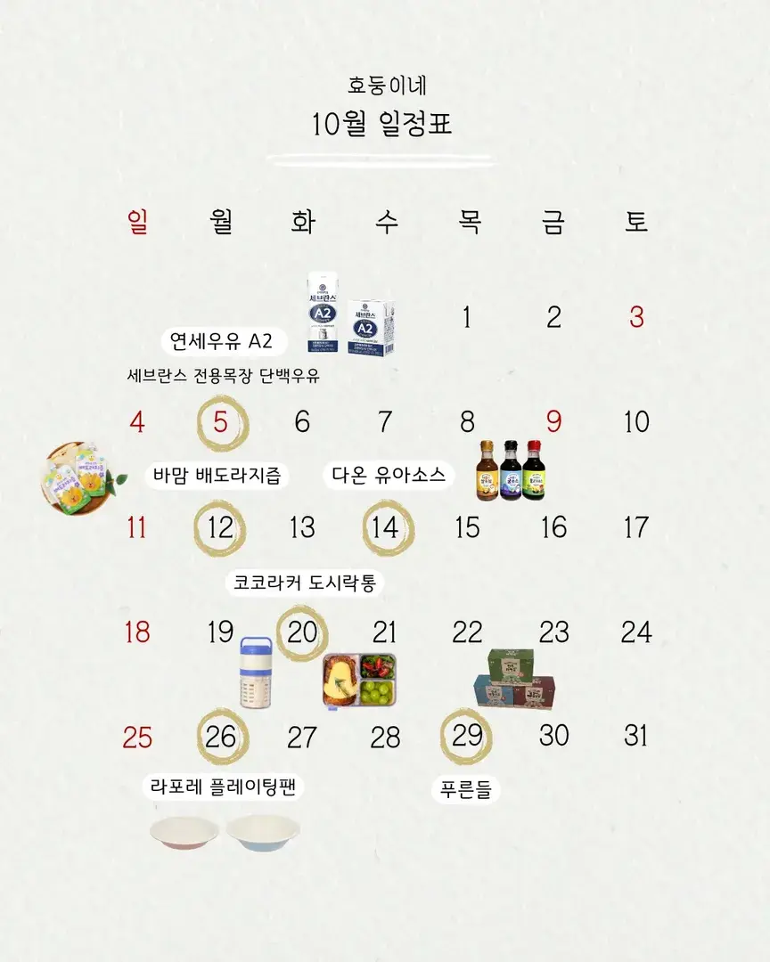 🤍10월 일정표🤍